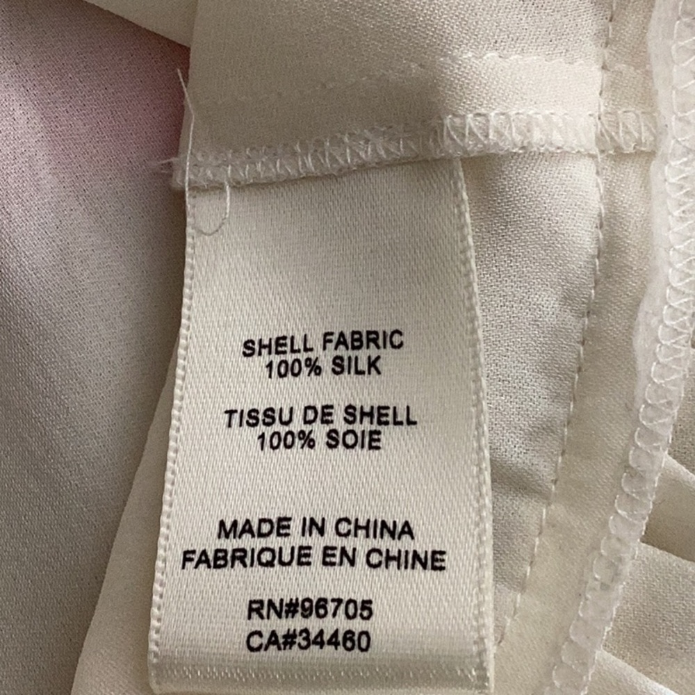 REBECCA TAYLOR Pleat Hem 100% Silk Tank White Size 6 - Picture 8 of 8